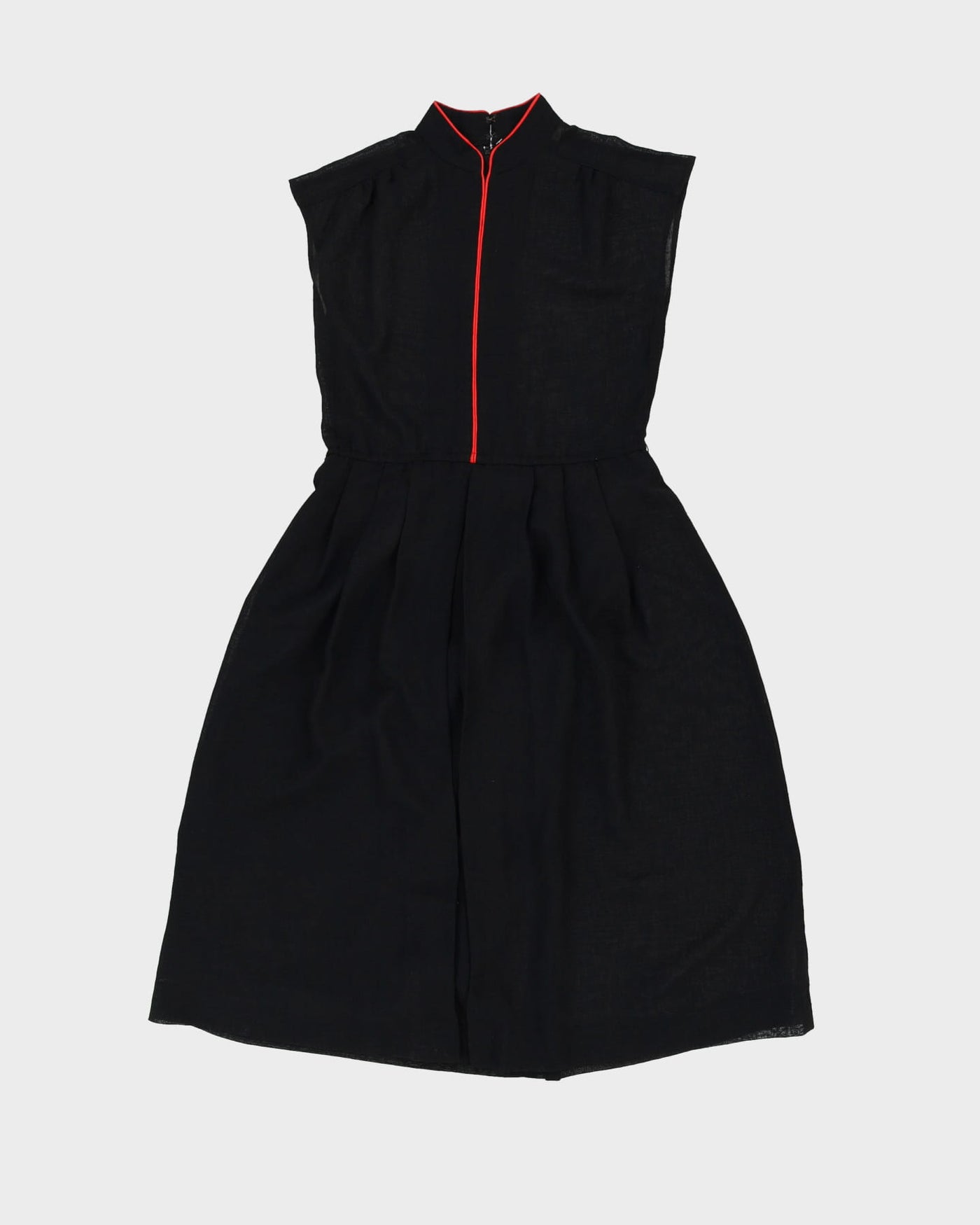 Vintage 1980s Black Semi-Sheer Tea Dress - S