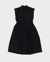 Vintage 1980s Black Semi-Sheer Tea Dress - S