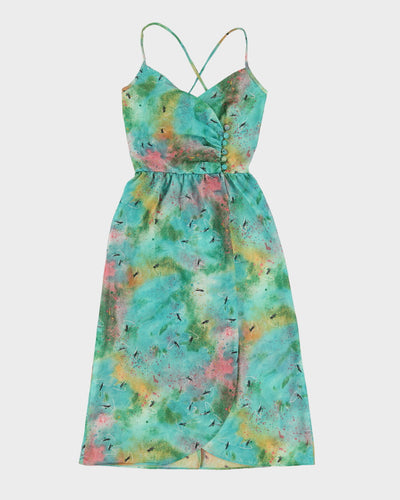 Vintage 1990s Green Patterned Dress - S