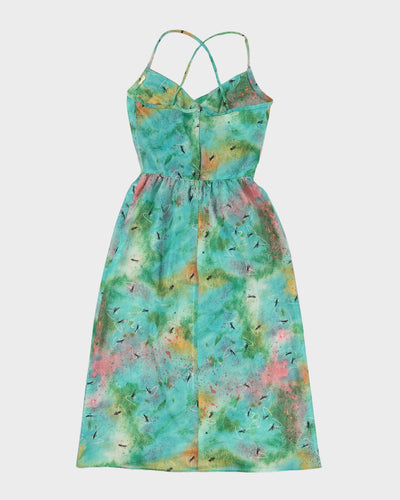 Vintage 1990s Green Patterned Dress - S