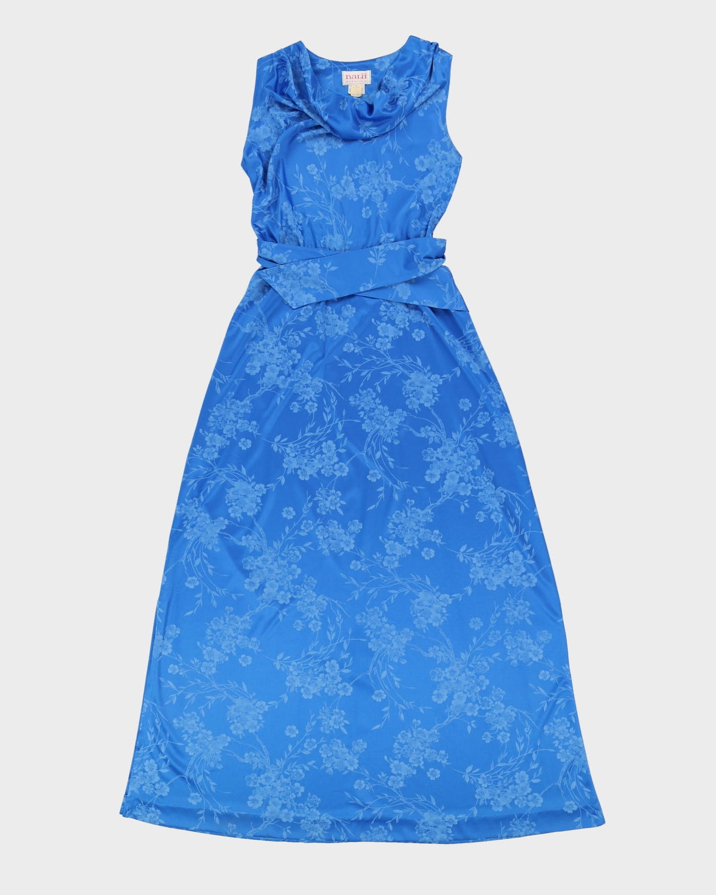 Vintage 1980s Blue Belted Maxi Dress - S