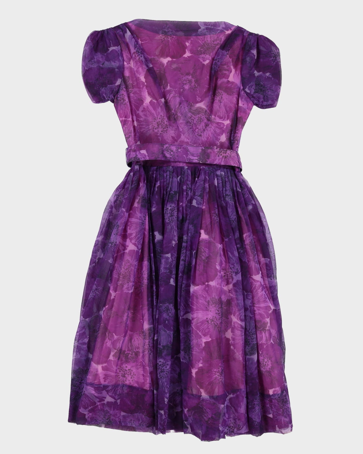 Vintage 1950s Purple Patterned Swing Dress - S