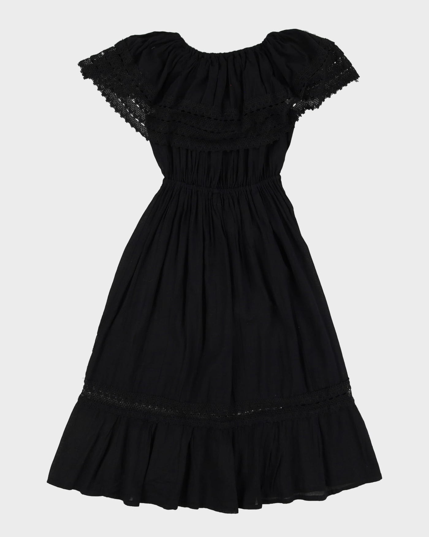 Black Embroidered Off The Shoulder Dress - S