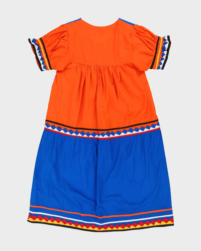 Vintage Blue And Orange Smock Dress - M