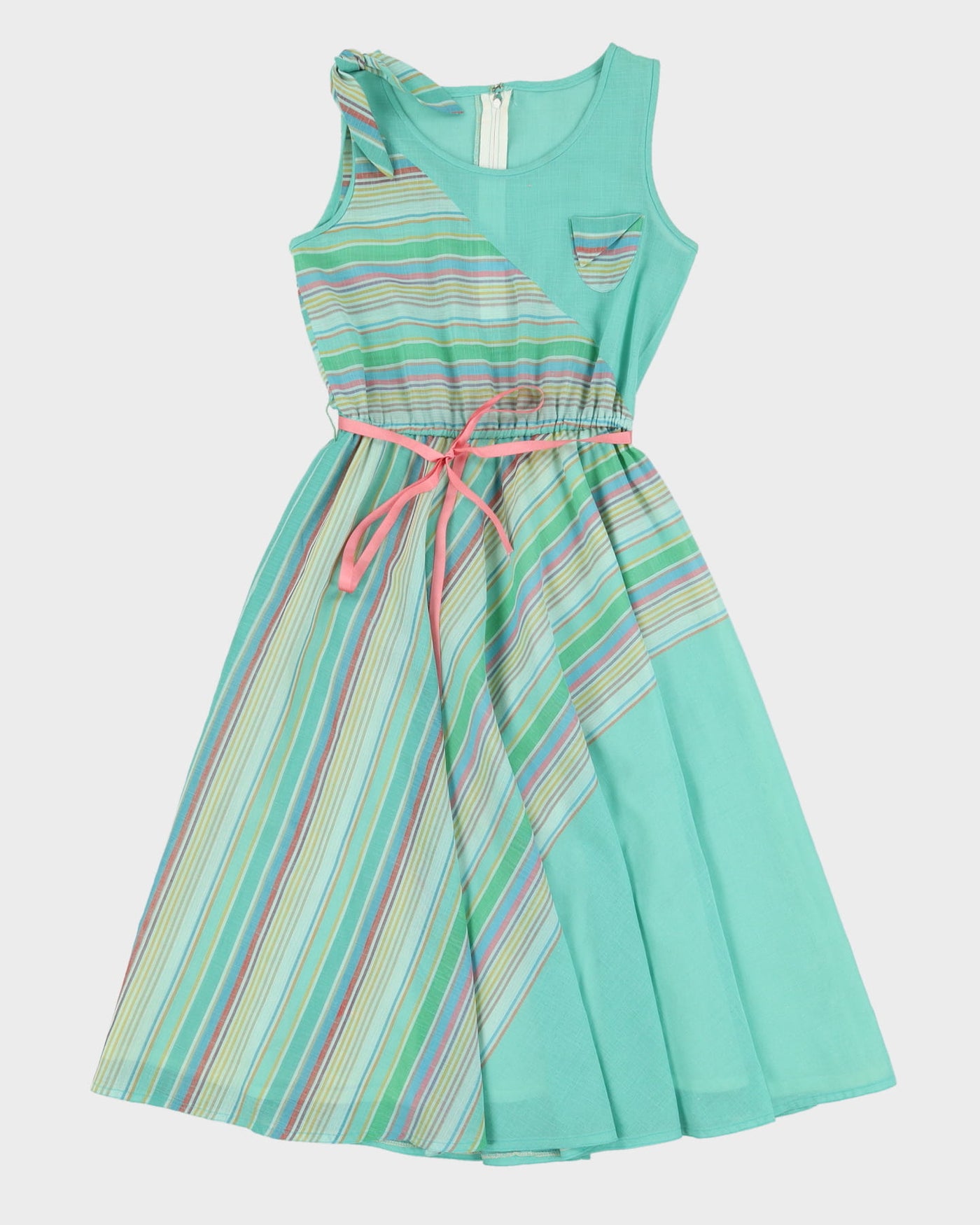 Vintage 1980s Green Fit And Flare Dress - XS
