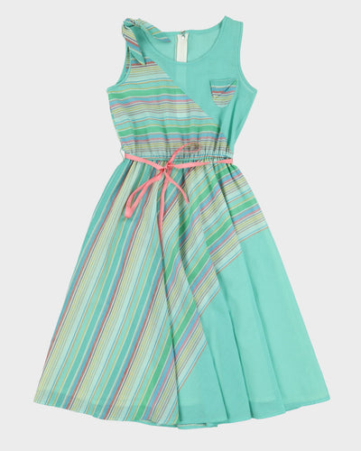 Vintage 1980s Green Fit And Flare Dress - XS