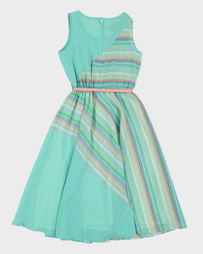 Vintage 1980s Green Fit And Flare Dress - XS