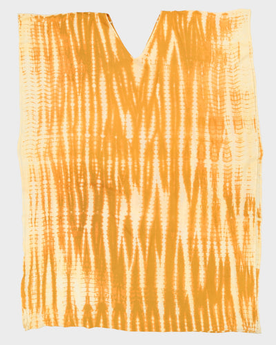 Vintage 1990s Yellow Patterned Kaftan Dress - L