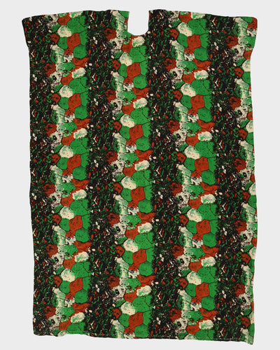 Vintage 1990s Green And Brown Patterned Kaftan Dress - XL / XXL