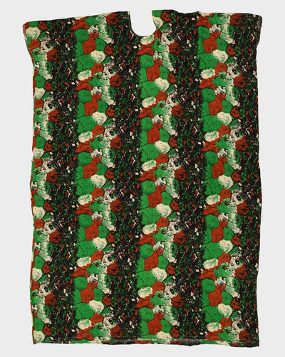 Vintage 1990s Green And Brown Patterned Kaftan Dress - XL / XXL