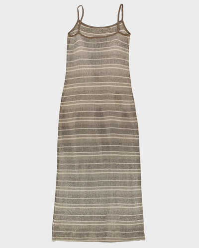 Vintage 1990s Copper Lurex Maxi Dress - S