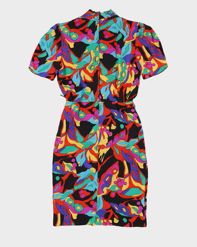 Vintage 1990s Pleated Patterned Dress - S
