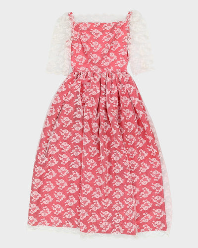 Vintage 1990s Red With Lace Layer Dress - S