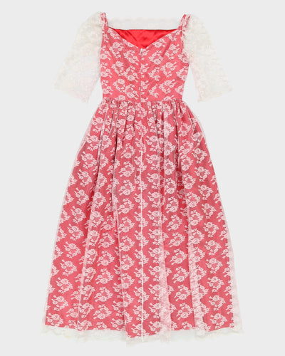 Vintage 1990s Red With Lace Layer Dress - S