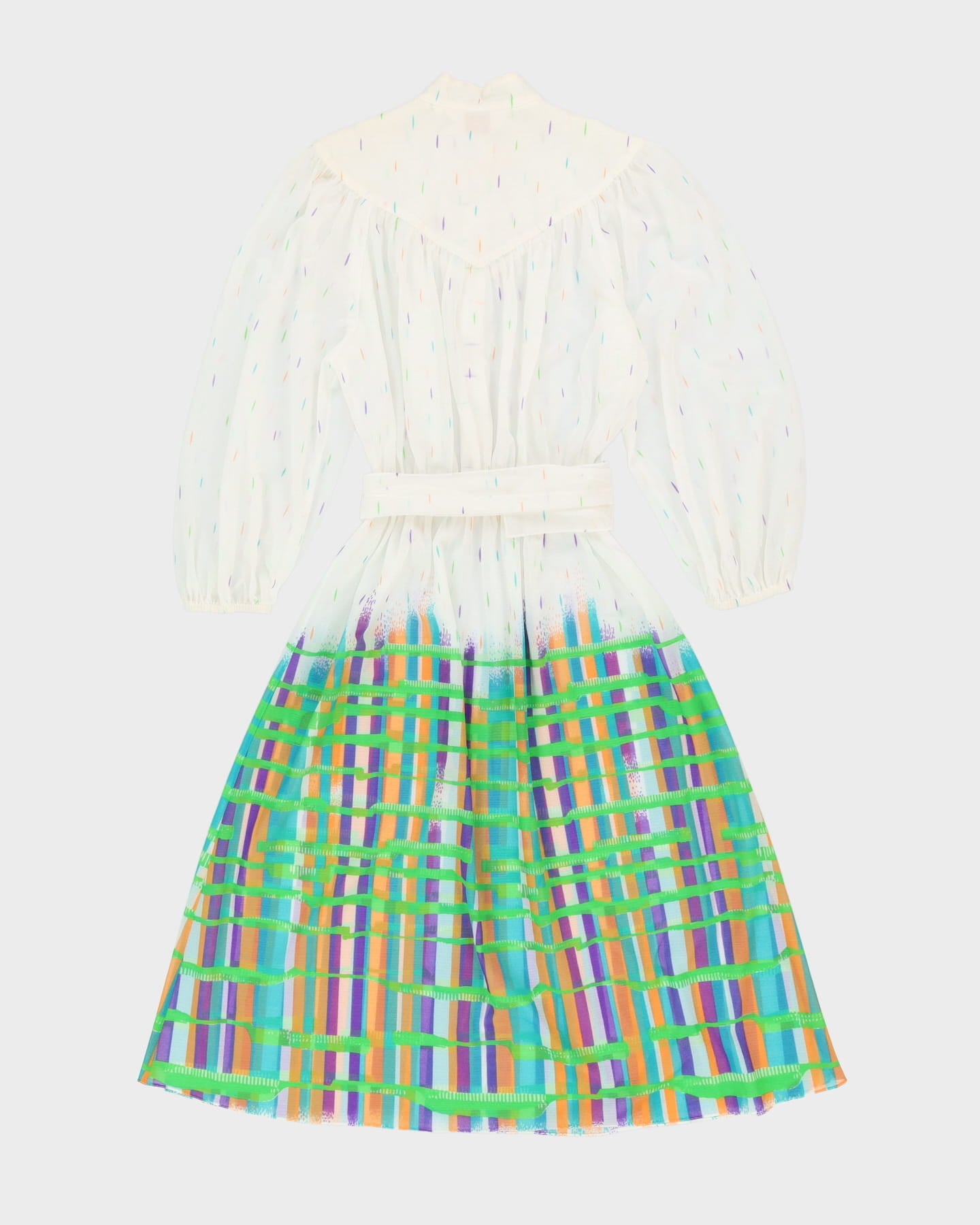 Vintage 1980s White Sheer Tea Dress - S