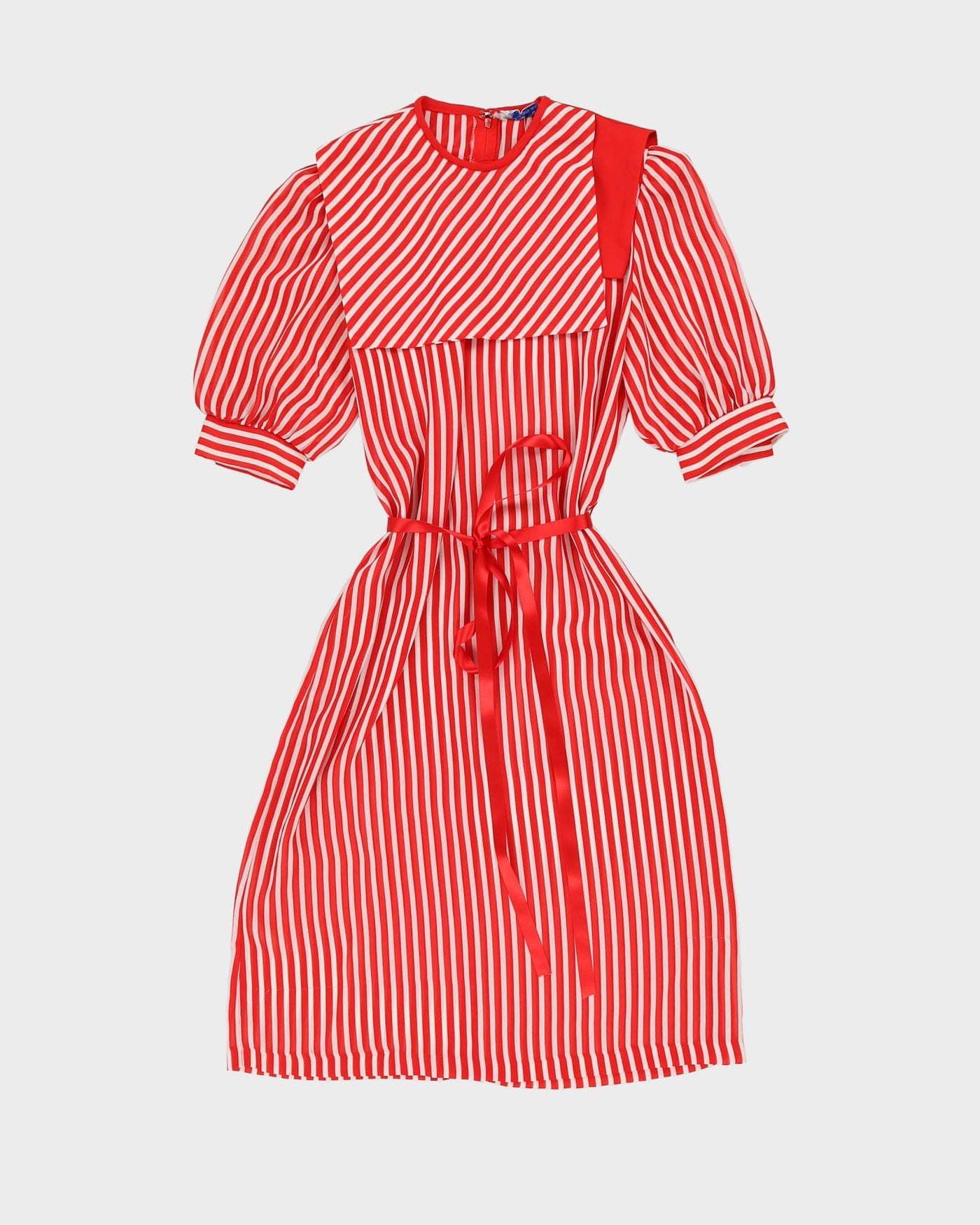 Vintage Red And White Striped Tea Dress - S