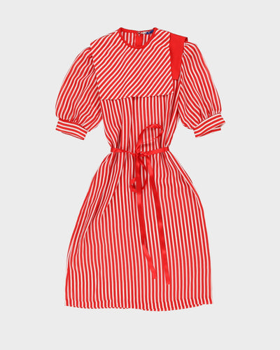 Vintage Red And White Striped Tea Dress - S