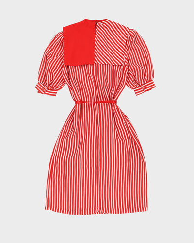 Vintage Red And White Striped Tea Dress - S
