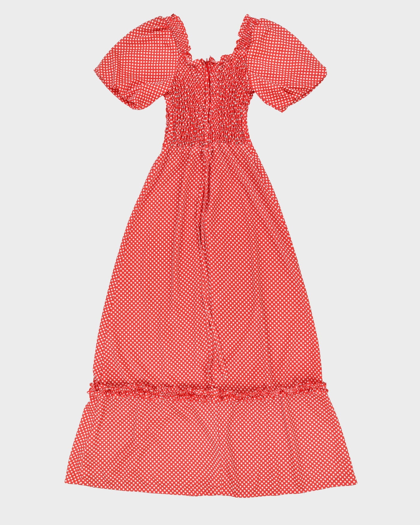 Vintage 1970s Red Spotted Maxi Dress - S