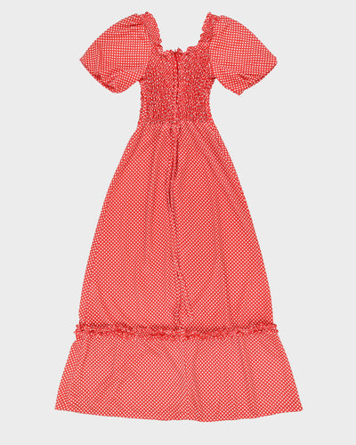 Vintage 1970s Red Spotted Maxi Dress - S
