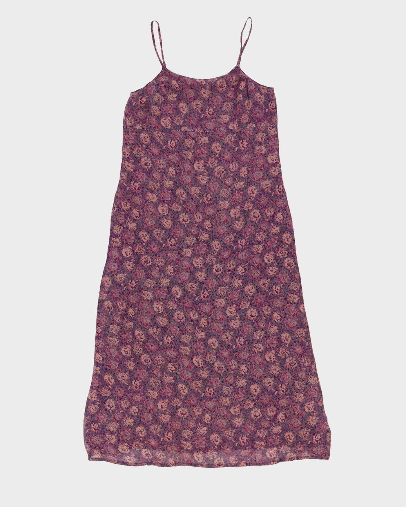 Y2K Purple Patterned Sleeveless Maxi Dress - S