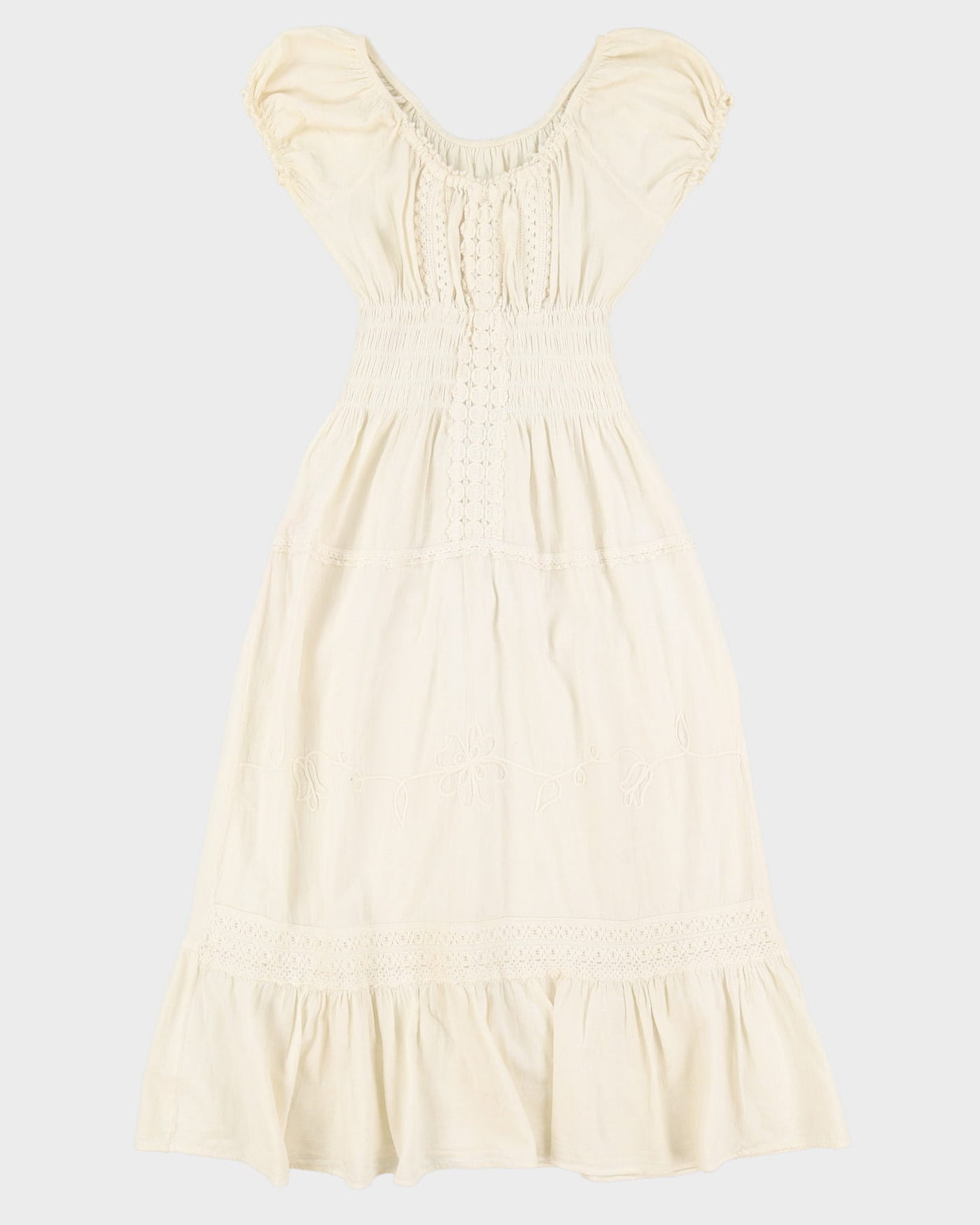 Cream Cotton Prairie Dress - S