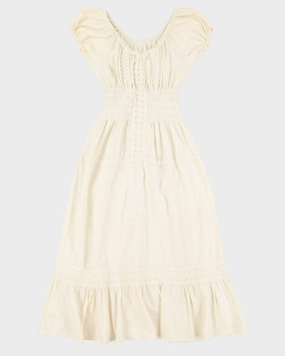 Cream Cotton Prairie Dress - S