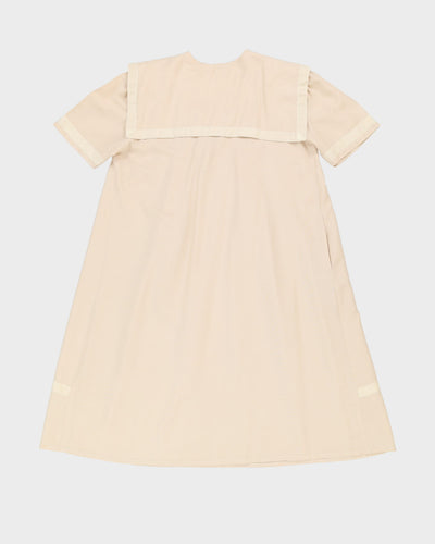 Vintage Cream Smock Dress - L