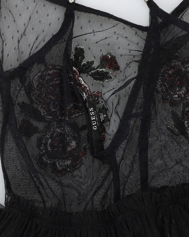 Y2K Guess Black Netting Maxi Dress - S