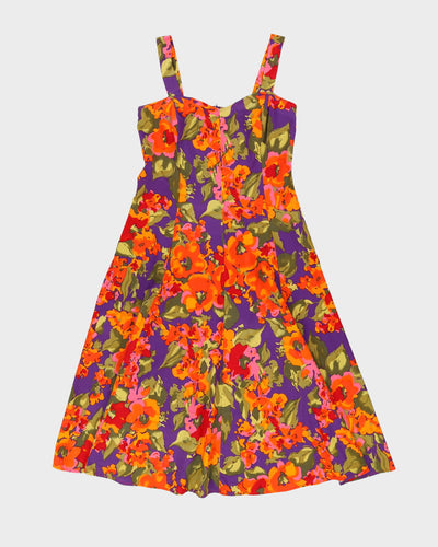 Vintage 1990s Purple And Orange Patterned Dress - XS
