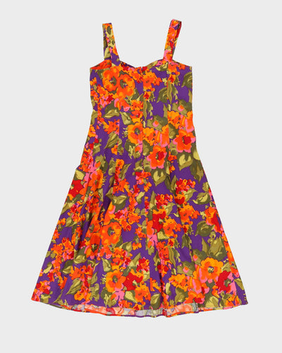 Vintage 1990s Purple And Orange Patterned Dress - XS