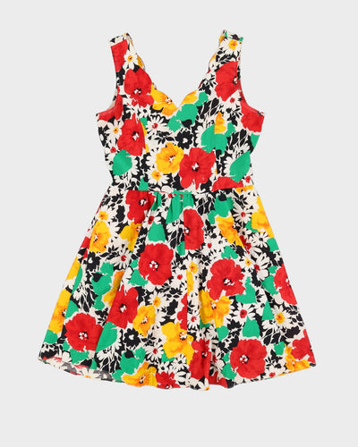 Vintage 1990s Yellow And Red Patterned Dress - S