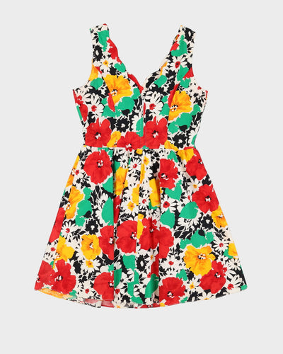 Vintage 1990s Yellow And Red Patterned Dress - S