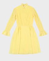 Vintage 1970s Yellow Sheered Dress - XS