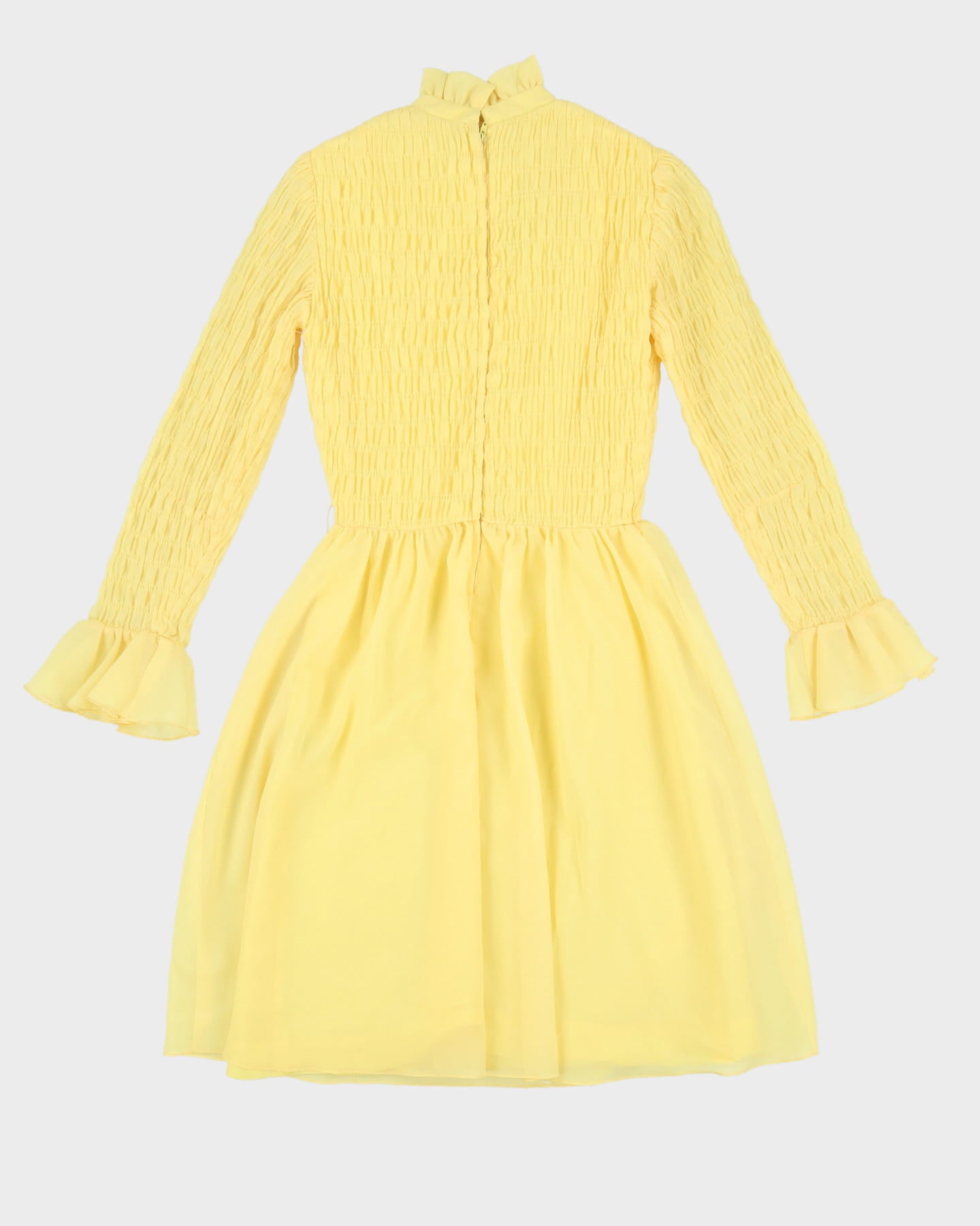 Vintage 1970s Yellow Sheered Dress - XS