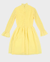 Vintage 1970s Yellow Sheered Dress - XS