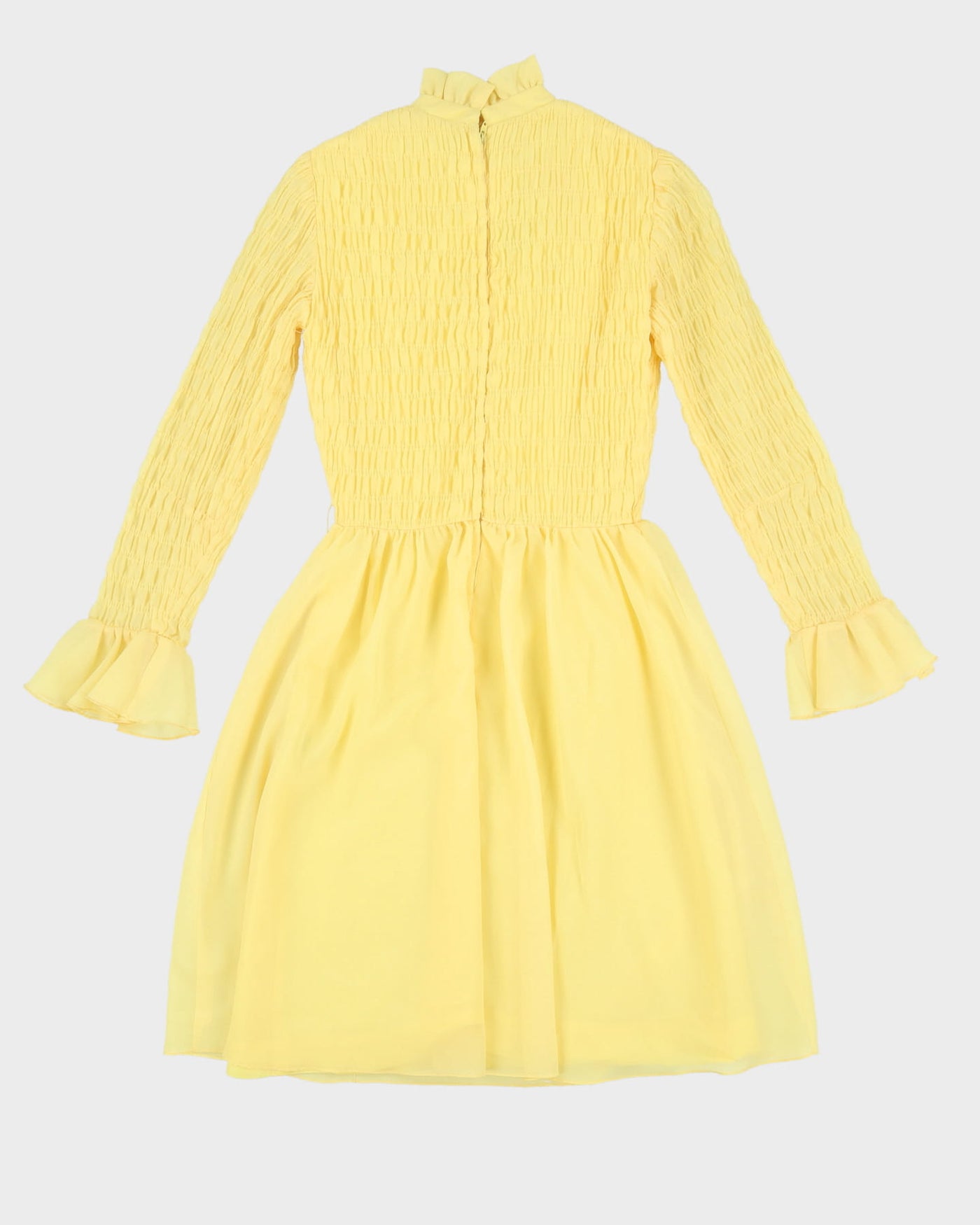 Vintage 1970s Yellow Sheered Dress - XS