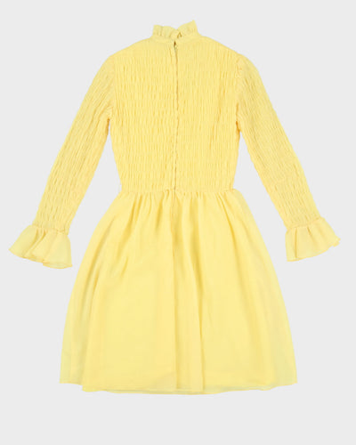Vintage 1970s Yellow Sheered Dress - XS