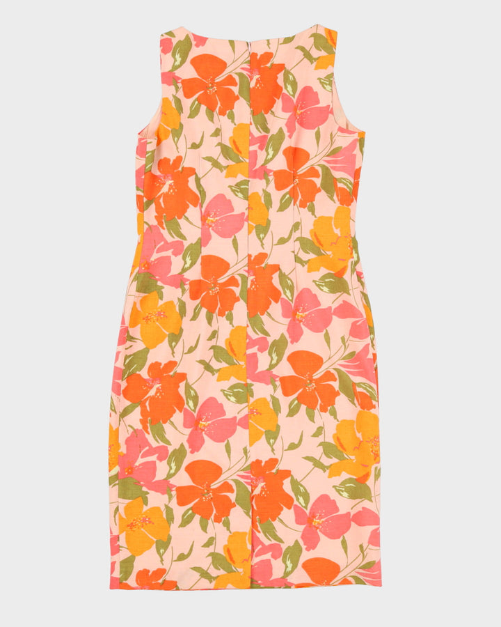 Pink Floral Sleeveless Pencil Dress - S