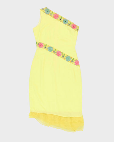 Vintage 1990s Yellow Asymmetric Midi Dress - XS