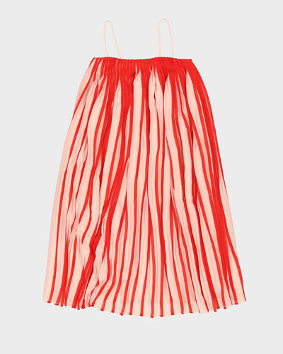 Y2K Red And White Pleated Dress - XS / S