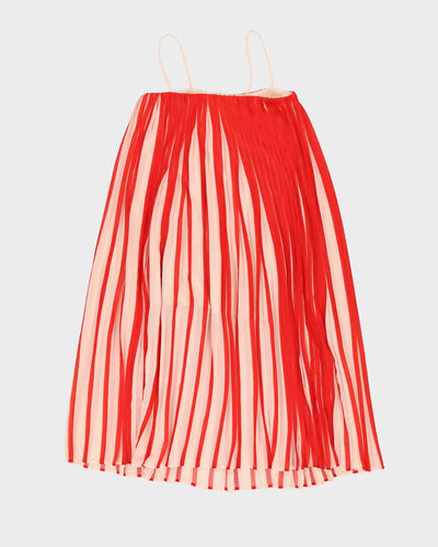 Y2K Red And White Pleated Dress - XS / S