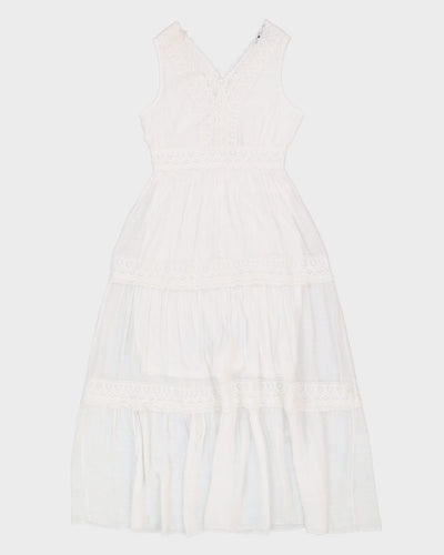 00s White Lace Maxi Dress - S