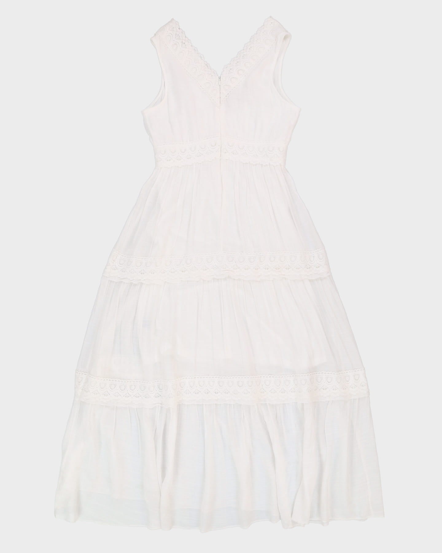 00s White Lace Maxi Dress - S