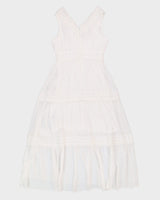 00s White Lace Maxi Dress - S
