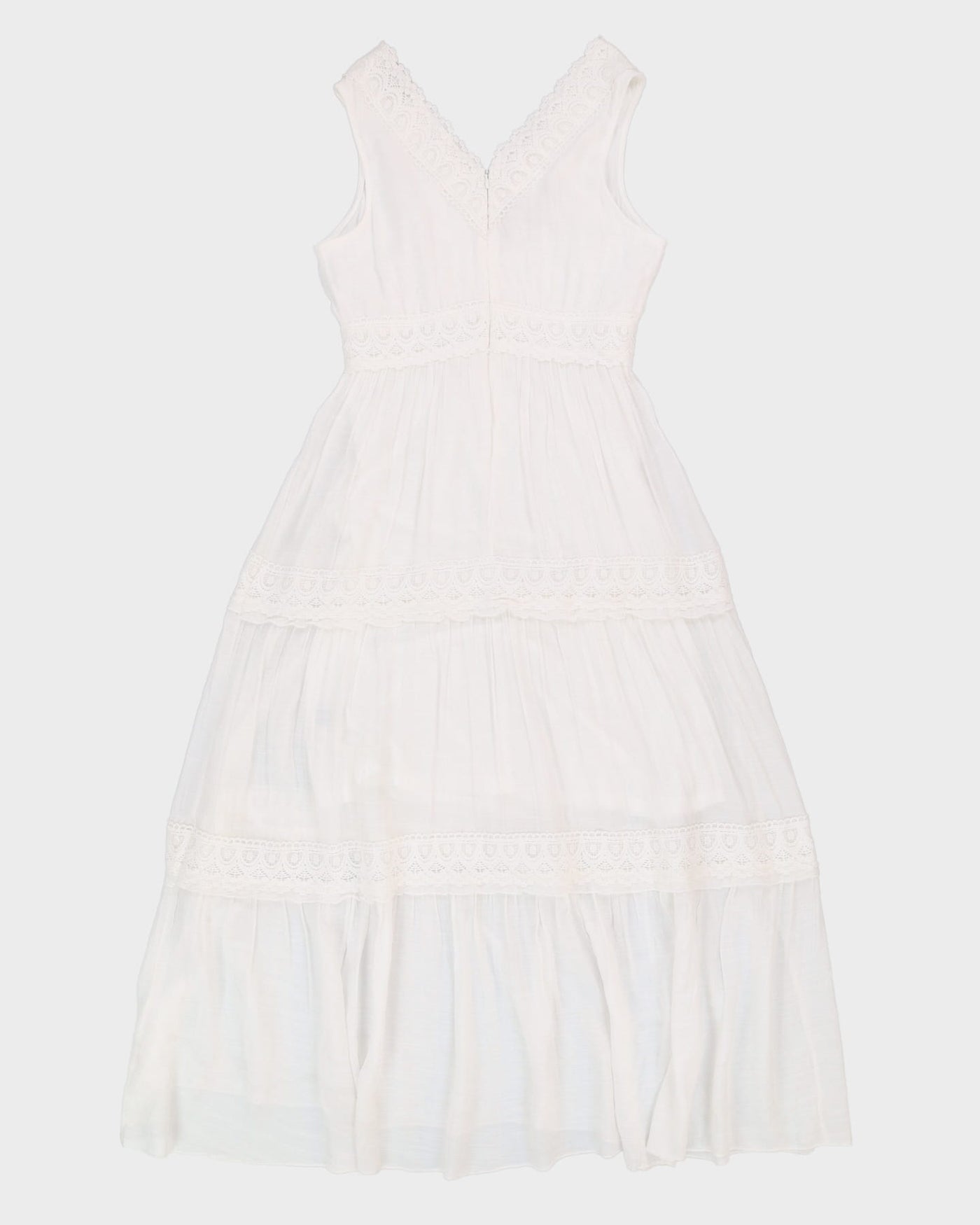 00s White Lace Maxi Dress - S