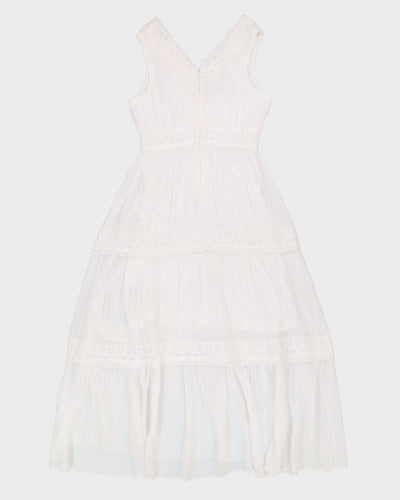 00s White Lace Maxi Dress - S