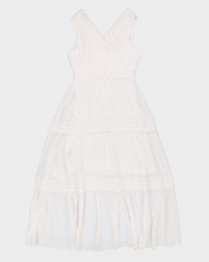 00s White Lace Maxi Dress - S