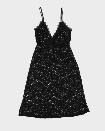 Y2K Black Lace Slip Dress - S