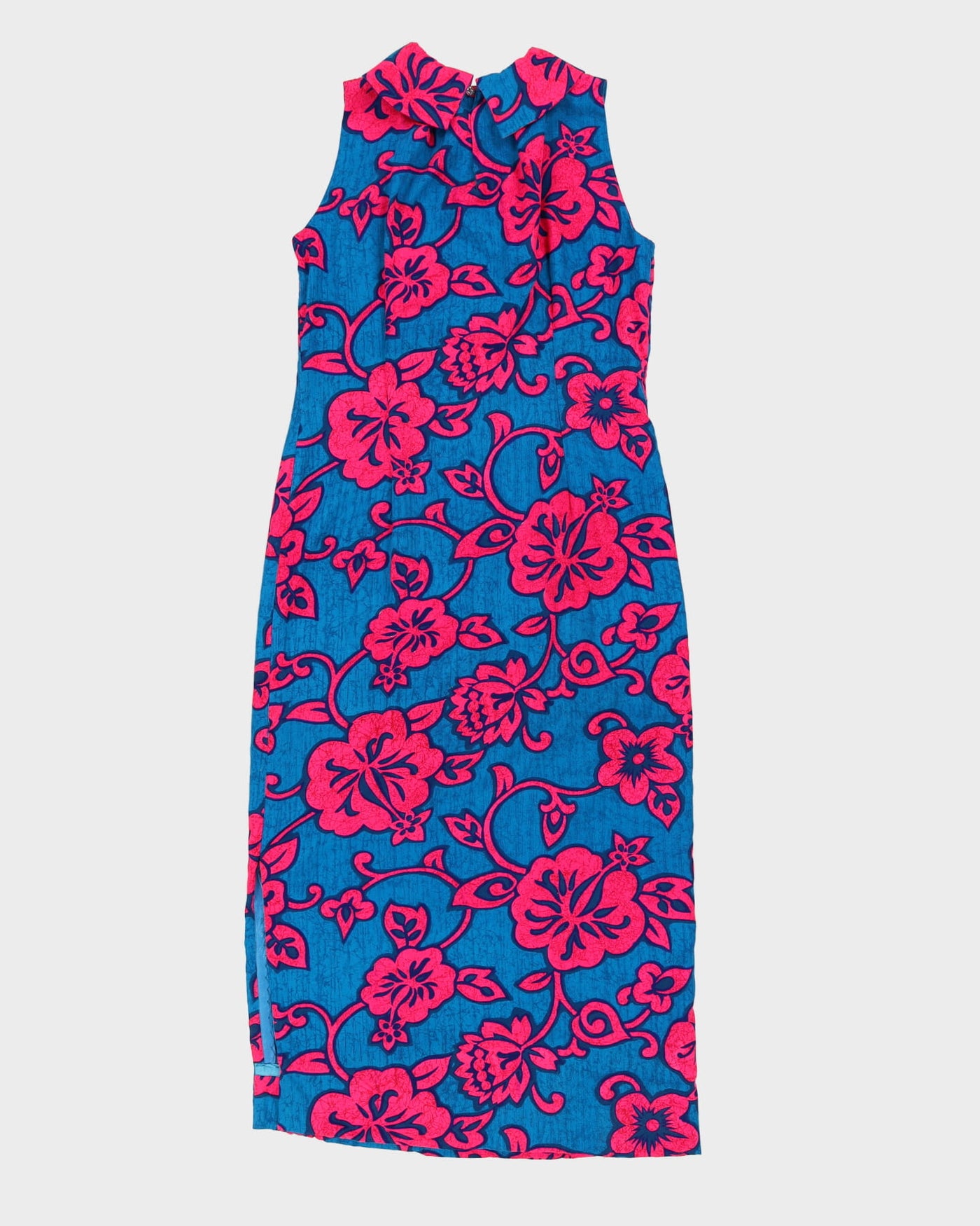 Vintage 1970s Blue And Pink Hawaiian Dress - M